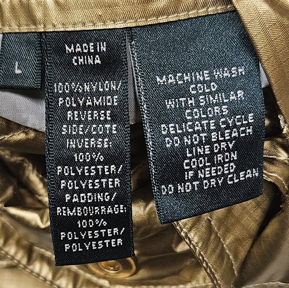 Lauren by Ralph Lauren Metallic gold white Reversible Quilted Vest size L - Picture 9 of 16